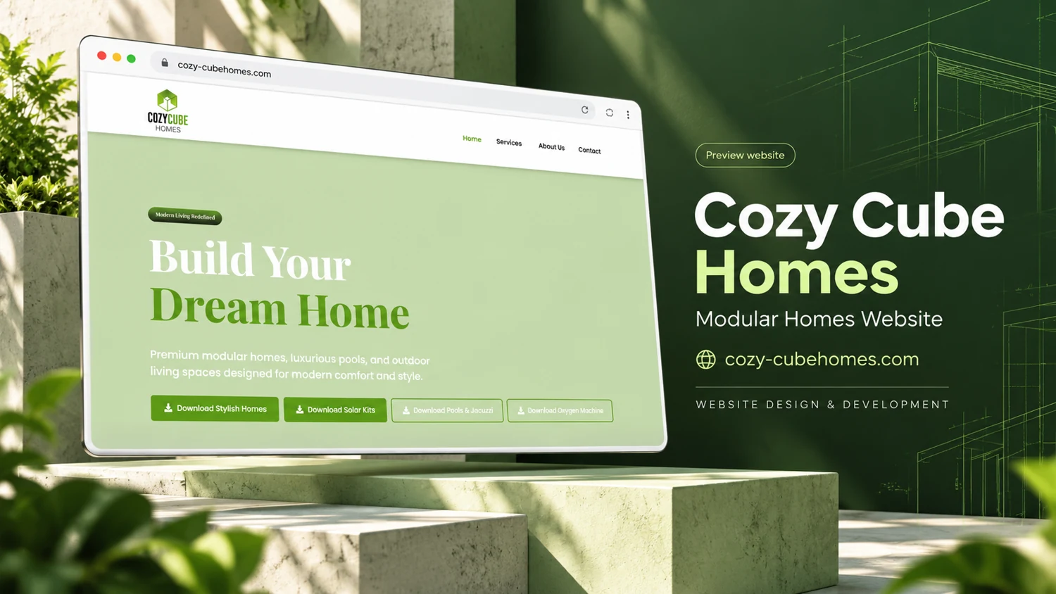 Cozy Cube Homes — website project cover