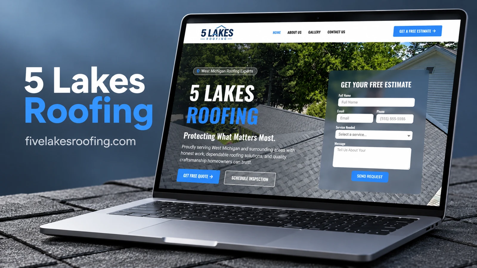 Five Lakes Roofing — website project cover