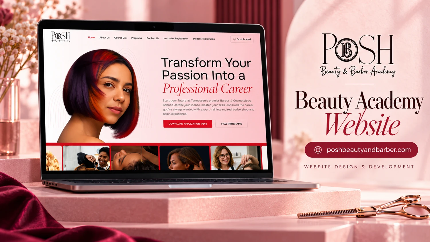 Posh Beauty & Barber Academy — website project cover