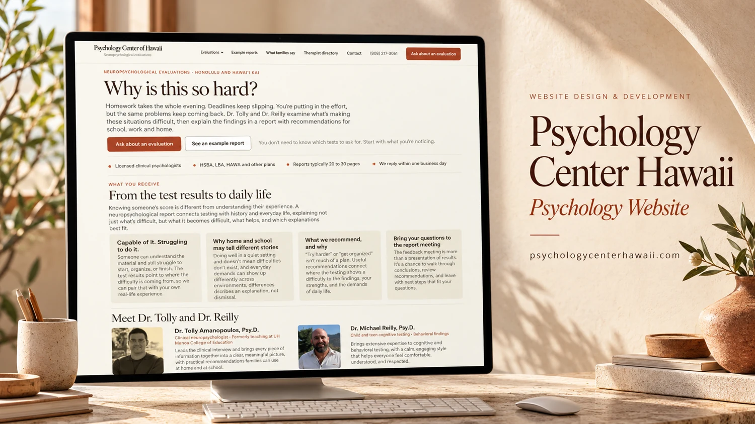 Psychology Center of Hawaii — website project cover